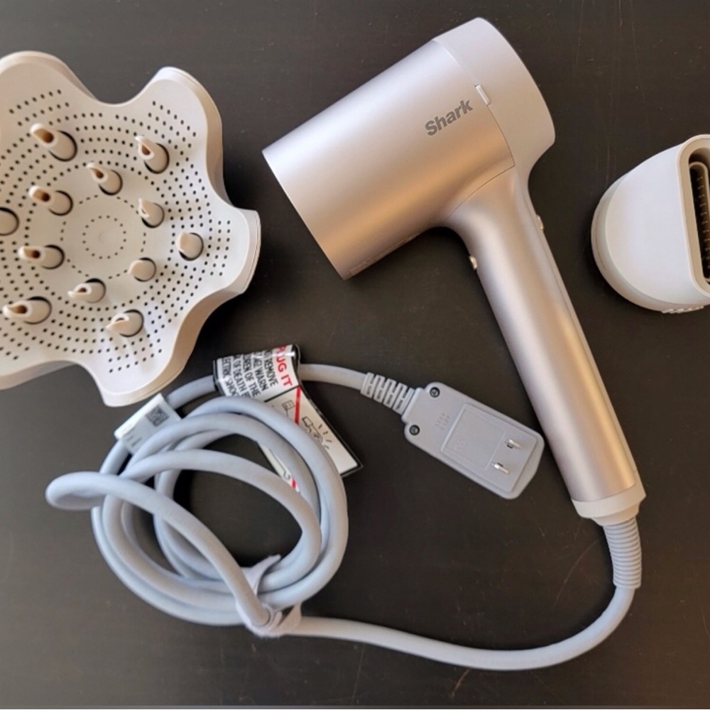 Shark Silver Hair Dryer with Diffuser And Other Attachment